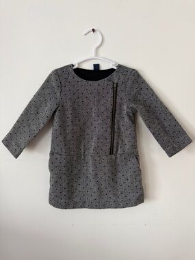 GAP Girls Gray Textured Dress with Side Zip Accent